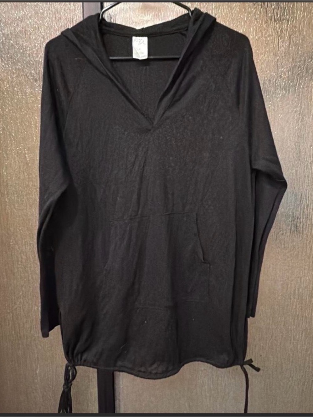 Kona Sol Black Hooded Long-Sleeve Swim Coverup